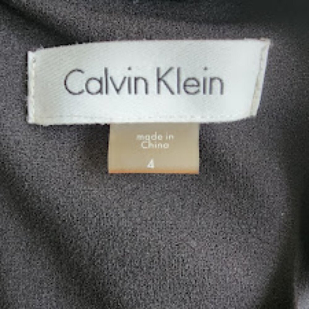 Calvin Klein Black Sleeveless Sheath Dress with Gold Chain Neckline| Size: 4 - Picture 3 of 5